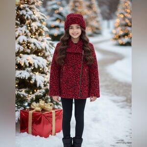 Penelope Mack Red and Black Kids Jacket with Hat